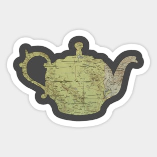 Iranian Teapot cut from 1891 map of Iran Sticker